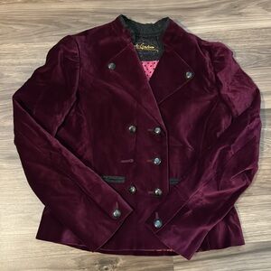 Robert Graham Velvet Deep Wine Purple Cropped Lined Pockets Button Up Jacket 4